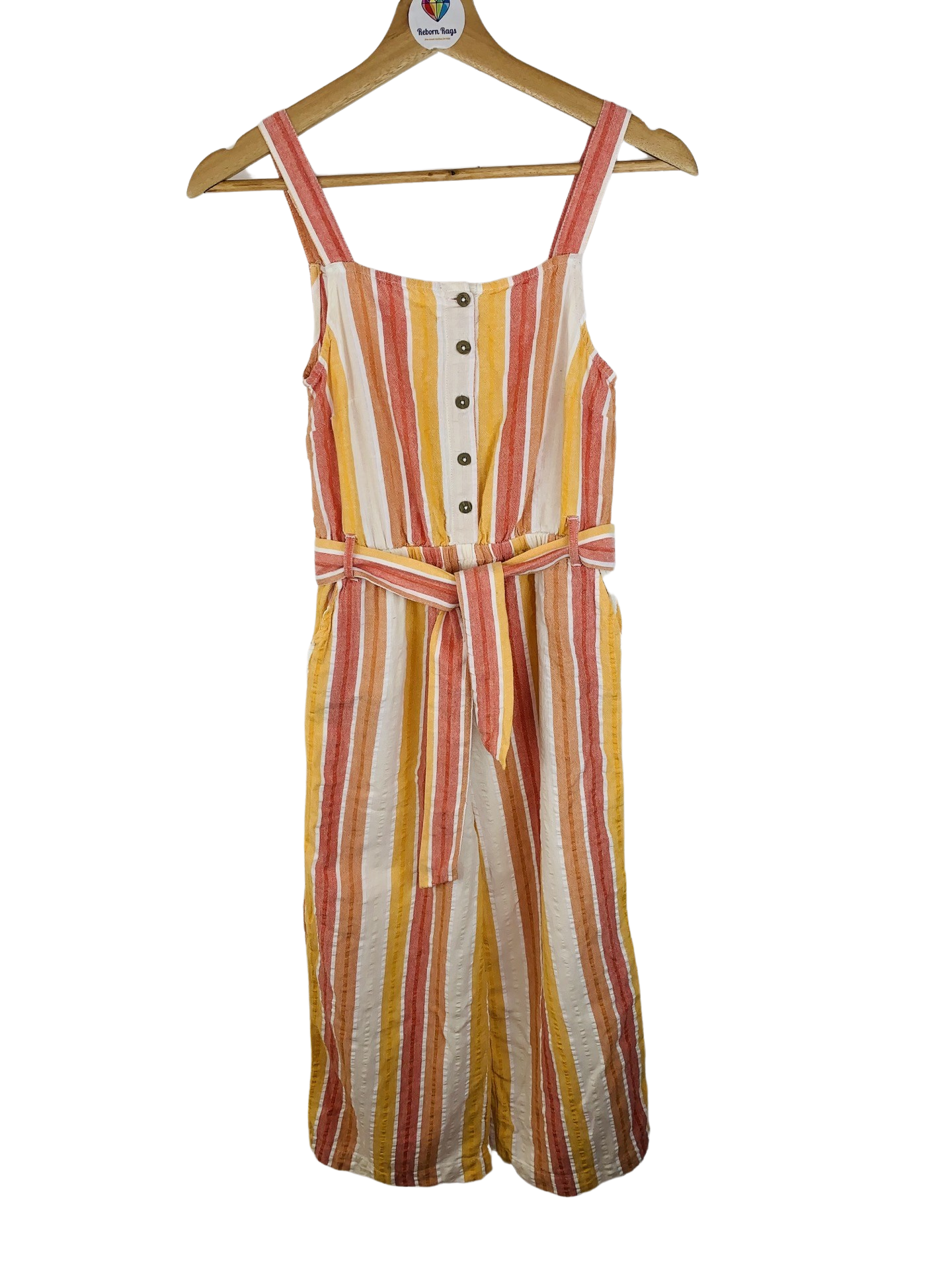 F F Orange Striped Strappy Jumpsuit 11 12 Years